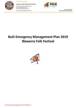 Bulli Emergency Management Plan 2019 Illawarra Folk Festival