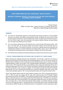 How Prime Minister Abiy Envisions “New Ethiopia”: Moving Towards People's Reconciliation and Sustainable Economic Developm