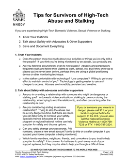 Tips for Survivors of High-Tech Abuse and Stalking