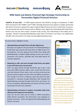MNC Bank and Atome Financial Sign Strategic Partnership to Personalize Digital Financial Services