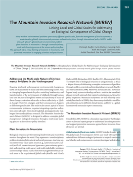 The Mountain Invasion Research Network (MIREN) Linking Local and Global Scales for Addressing an Ecological Consequence of Global Change