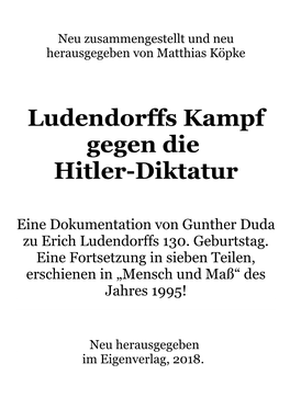 Ludendorffs Kampf Gegen Die Hitler-Diktatur