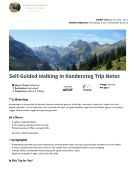 Self-Guided Walking in Kandersteg Trip Notes