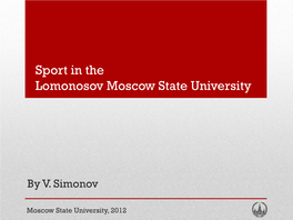 Sport in the Lomonosov Moscow State University