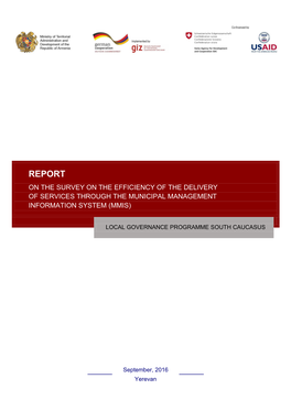 Report on the Survey on the Efficiency of the Delivery of Services Through the Municipal Management Information System (Mmis)