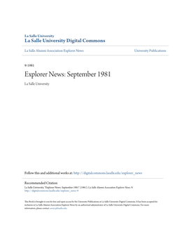 Explorer News: September 1981 La Salle University