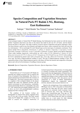 Species Composition and Vegetation Structure in Natural Park PT Badak LNG, Bontang, East Kalimantan