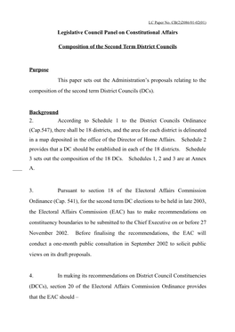 Legislative Council Panel on Constitutional Affairs Composition