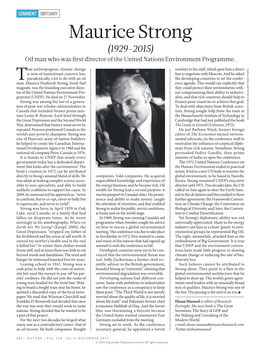 Maurice Strong (1929–2015) Oil Man Who Was First Director of the United Nations Environment Programme