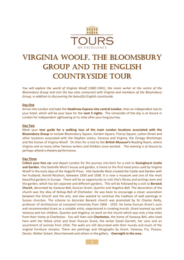 Virginia Woolf, the Bloomsbury Group and the English Countryside Tour