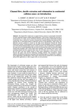 Channel Flow, Ductile Extrusion and Exhumation in Continental Collision Zones: an Introduction