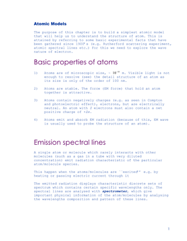 Basic Properties of Atoms Emission Spectral Lines