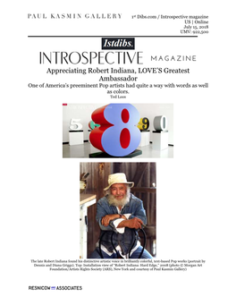 Appreciating Robert Indiana, LOVE's Greatest Ambassador