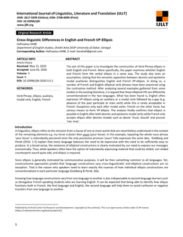 (IJLLT) Cross-Linguistic Differences in English and French VP-E