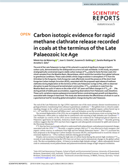 Carbon Isotopic Evidence for Rapid Methane Clathrate Release Recorded in Coals at the Terminus of the Late Palaeozoic Ice Age Nikola Van De Wetering 1*, Joan S