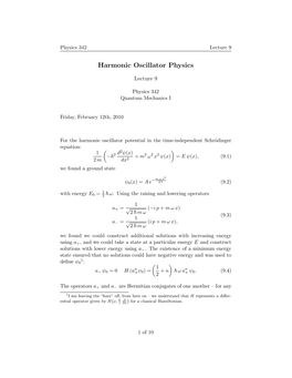 Harmonic Oscillator Physics