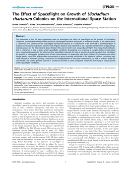 The Effect of Spaceflight on Growth of Ulocladium Chartarum Colonies on the International Space Station