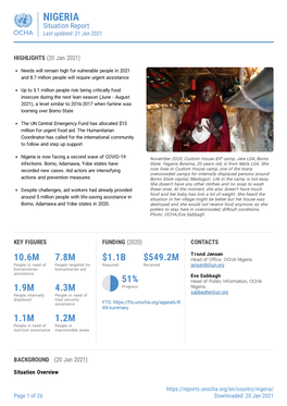 NIGERIA Situation Report Last Updated: 21 Jan 2021