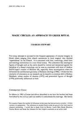 Magic Circles: an Approach to Greek Ritual