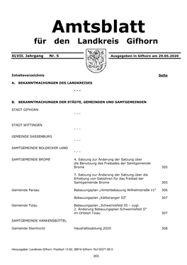 Amtsblatt Für Den Landkreis Gifhorn