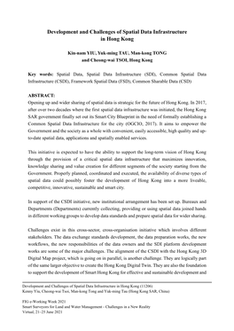 Development and Challenges of Spatial Data Infrastructure in Hong Kong