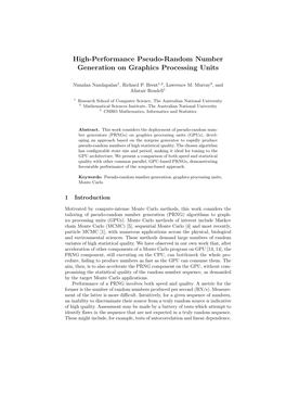 High-Performance Pseudo-Random Number Generation on Graphics Processing Units