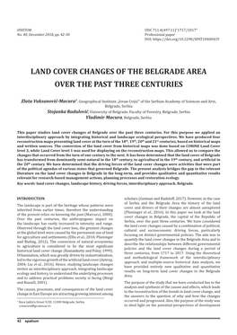 Land Cover Changes of the Belgrade Area Over the Past Three Centuries