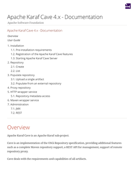 Apache Karaf Cave 4.X - Documentation Apache Software Foundation