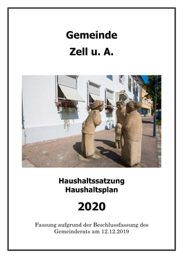 Gemeinde Zell U. A. Haushaltssatzung Haushaltsplan 2020