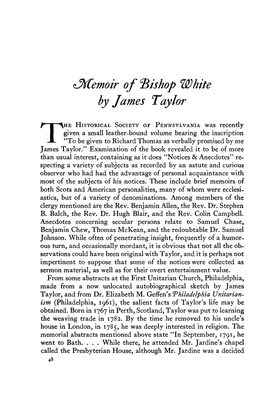 Memoir of Bishop White by James Taylor