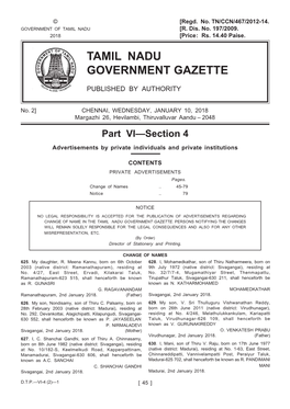 Tamil Nadu Government Gazette