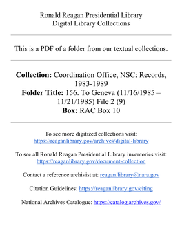 (11/16/1985 – 11/21/1985) File 2 (9) Box: RAC Box 10