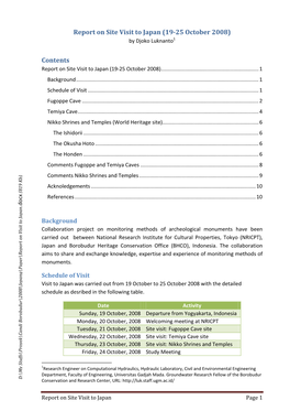 Report on Site Visit to Japan (19‐25 October 2008) by Djoko Luknanto1