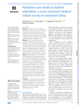 Palliative Care Medical Student Education: a Cross-­Sectional Medical School Survey in Mainland China