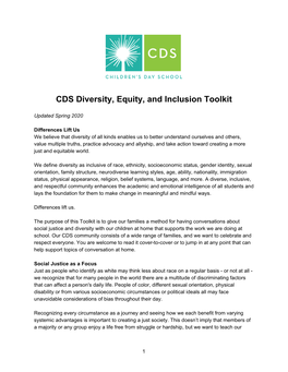 CDS Diversity, Equity, and Inclusion Toolkit