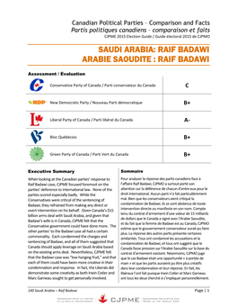 Canadian Political Parties – Comparison and Facts Partis Politiques Canadiens – Comparaison Et Faits CJPME 2015 Election Guide / Guide Électoral 2015 De CJPMO