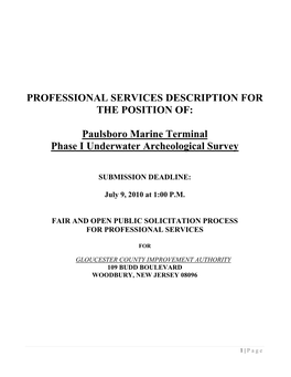 Paulsboro Marine Terminal Phase I Underwater Archeological Survey