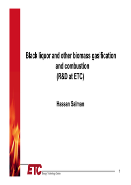 Black Liquor and Other Biomass Gasification and Combustion (R&D at ETC)
