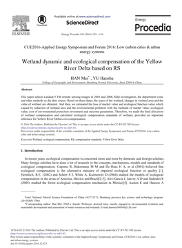 Wetland Dynamic and Ecological Compensation of the Yellow River Delta Based on RS