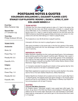 Postgame Notes & Quotes