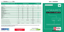 Horaires Valables Du 4 Juillet Au 12 Décembre 2020 Circule Toute L’Année (Zone A) N° De Circulation 50712 50714 50716 50718 50720 TRANSPORT EN CAR