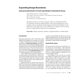 Expanding Design Boundaries Symmetry Experiments in Frank Lloyd Wright’S Textile Block Houses