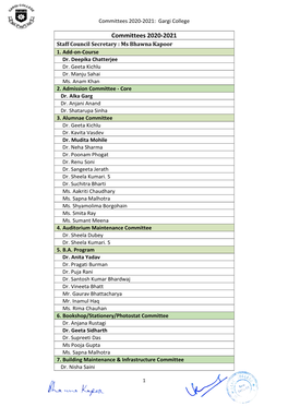 Committees 2020-2021: Gargi College