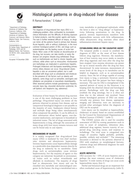 Histological Patterns in Drug-Induced Liver Disease J Clin Pathol: First Published As 10.1136/Jcp.2008.058248 on 27 May 2009