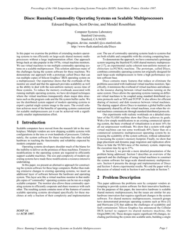 1 Introduction 2 Problem Description Disco: Running Commodity