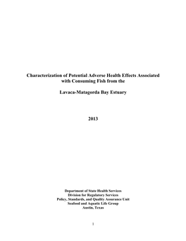 Characterization of Potential Adverse Health Effects Associated with Consuming Fish from The