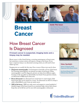 Breast Cancer Is Diagnosed • Breast Cancer: Dispelling the Myths Breast • Treatment Options for Breast Cancer • Finding Support After Breast Cancer Cancer