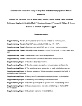 Genome Wide Association Study of Idiopathic Dilated Cardiomyopathy in African