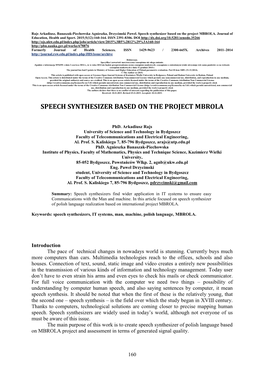 Speech Synthesizer Based on the Project MBROLA