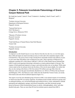Chapter 5. Paleozoic Invertebrate Paleontology of Grand Canyon National Park
